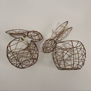 NWT debi Lilly gold wire rabbits bunnies set of 2 table top decor bowl